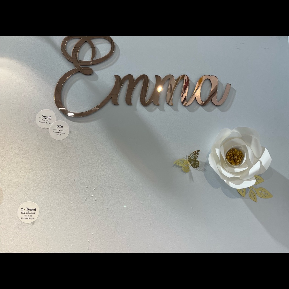 Any name! Rose gold mirrored acrylic baby or child name.